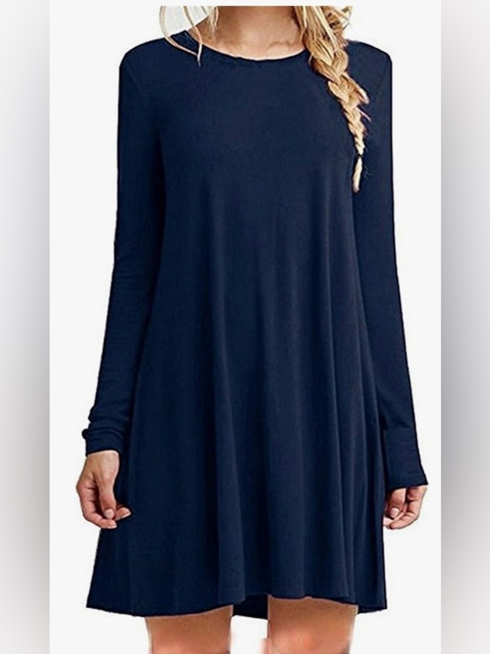 NWT: Molerani Navy Blue Long Sleeve T-Shirt Dress M Casual Mini